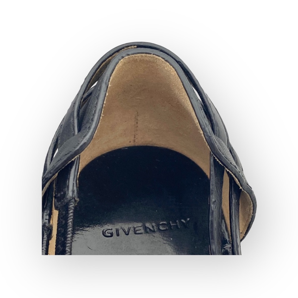 new Givenchy ༄ Cross Strap Wood Platform Sandals ༄ Black Leather ༄ 38.5 8M 8.5M - Picture 13 of 16